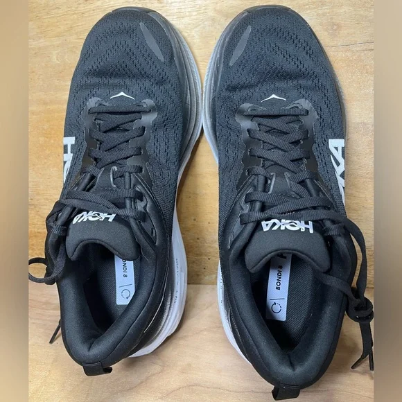 Hoka One One Bondi 8 REFLECTIVE Womens Size 9 Running Shoes Sneakers Black - Picture 7 of 12